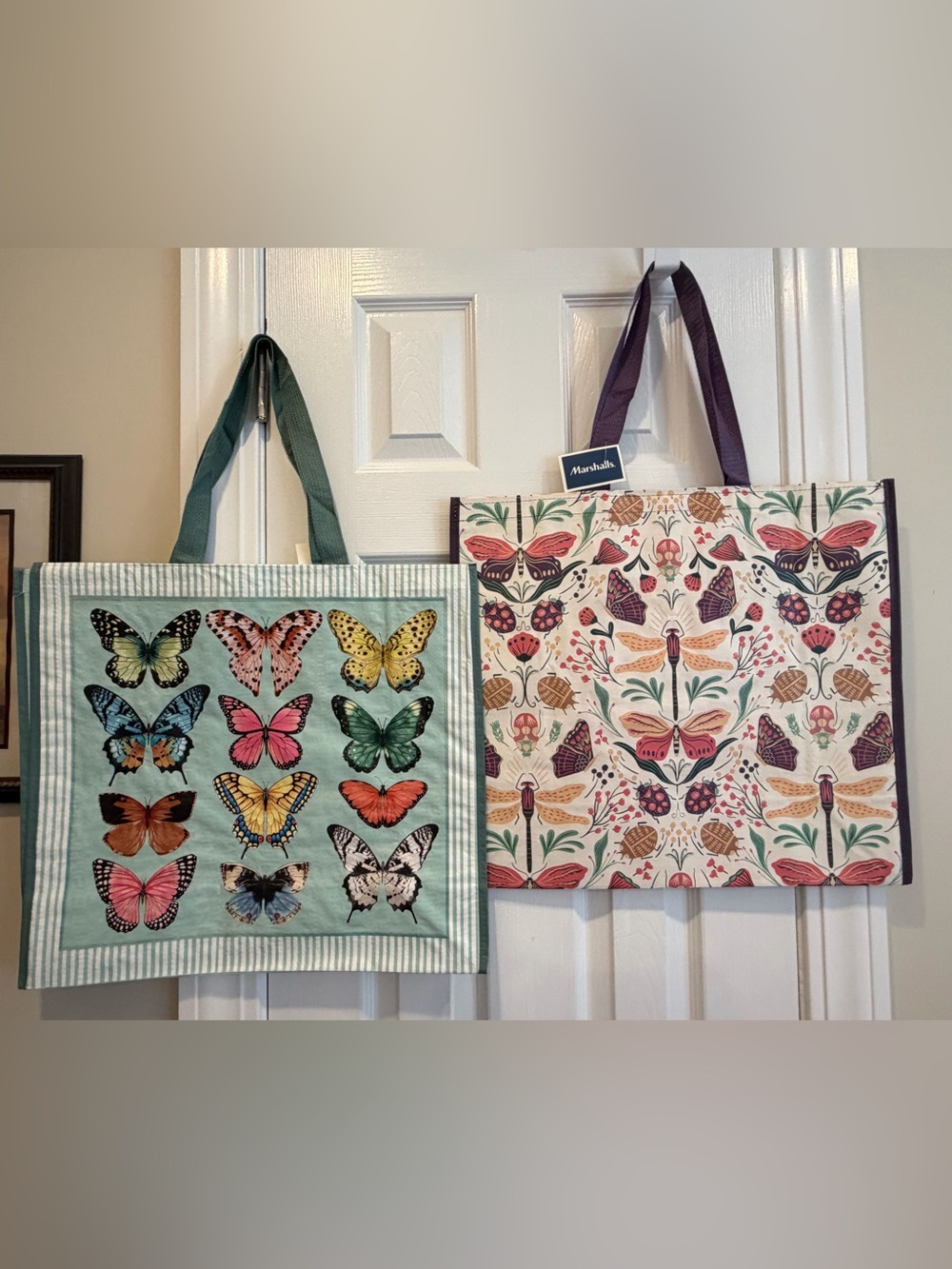 TJ Maxx/ Marshalls Set of Two Butterfly & Insects Reusable Tote Bags 🦋🐞🛍️